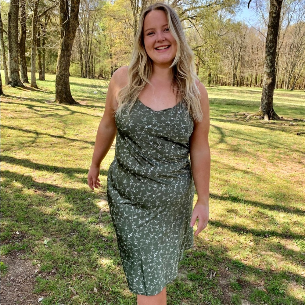 Forever 21 Olive Floral Slip Dress